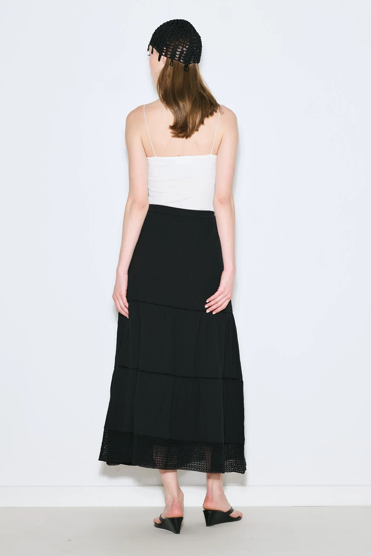Embroidered Tiered Maxi Skirt Black - Image 7