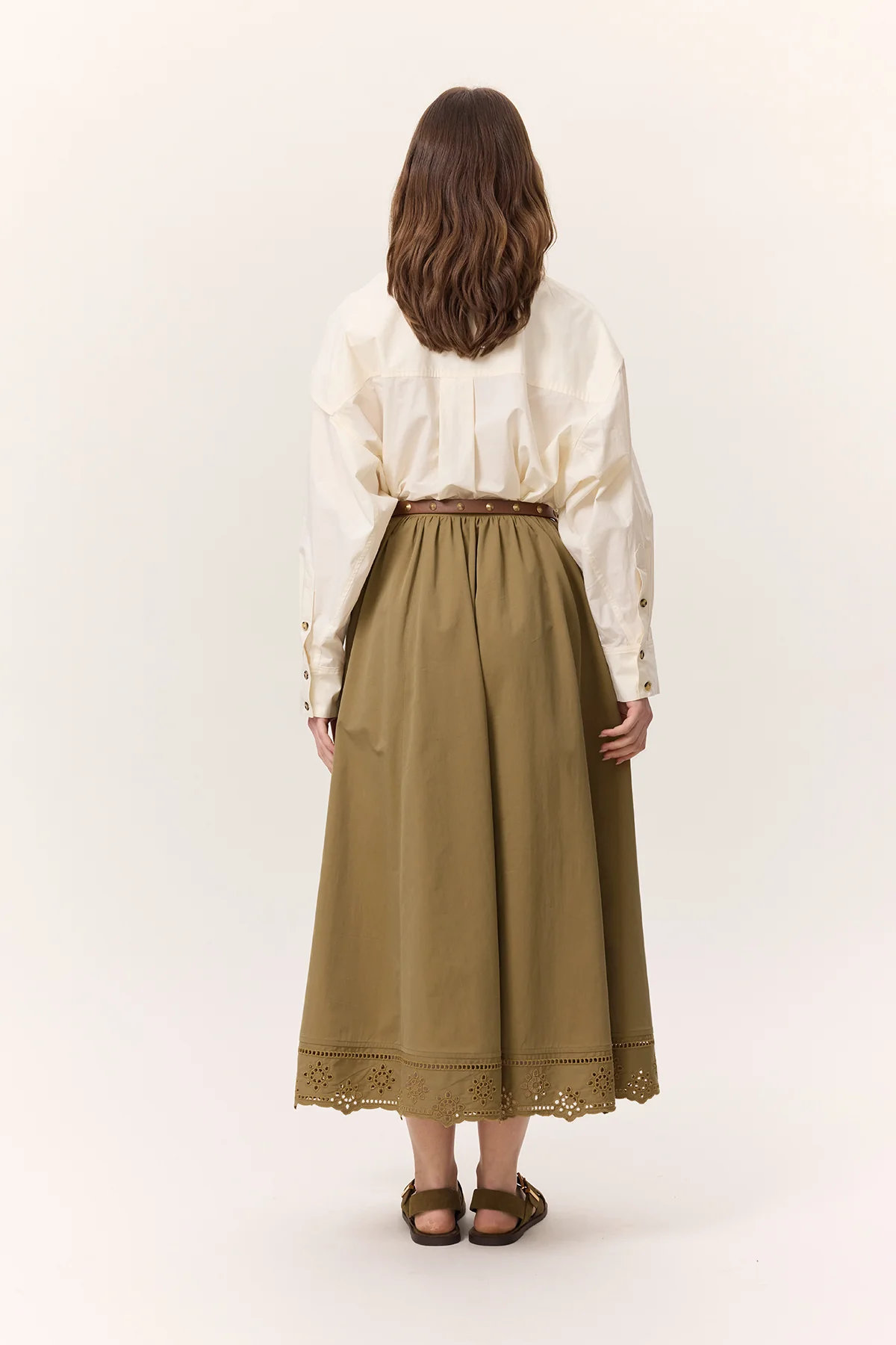 Embroidered Wide Skirt Green - Image 8