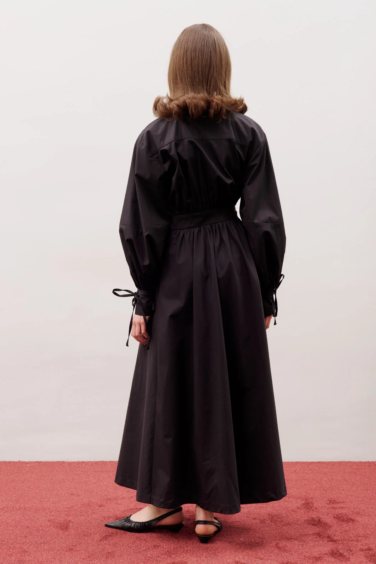 Enya Pleated Shirt Dress Black - Image 5