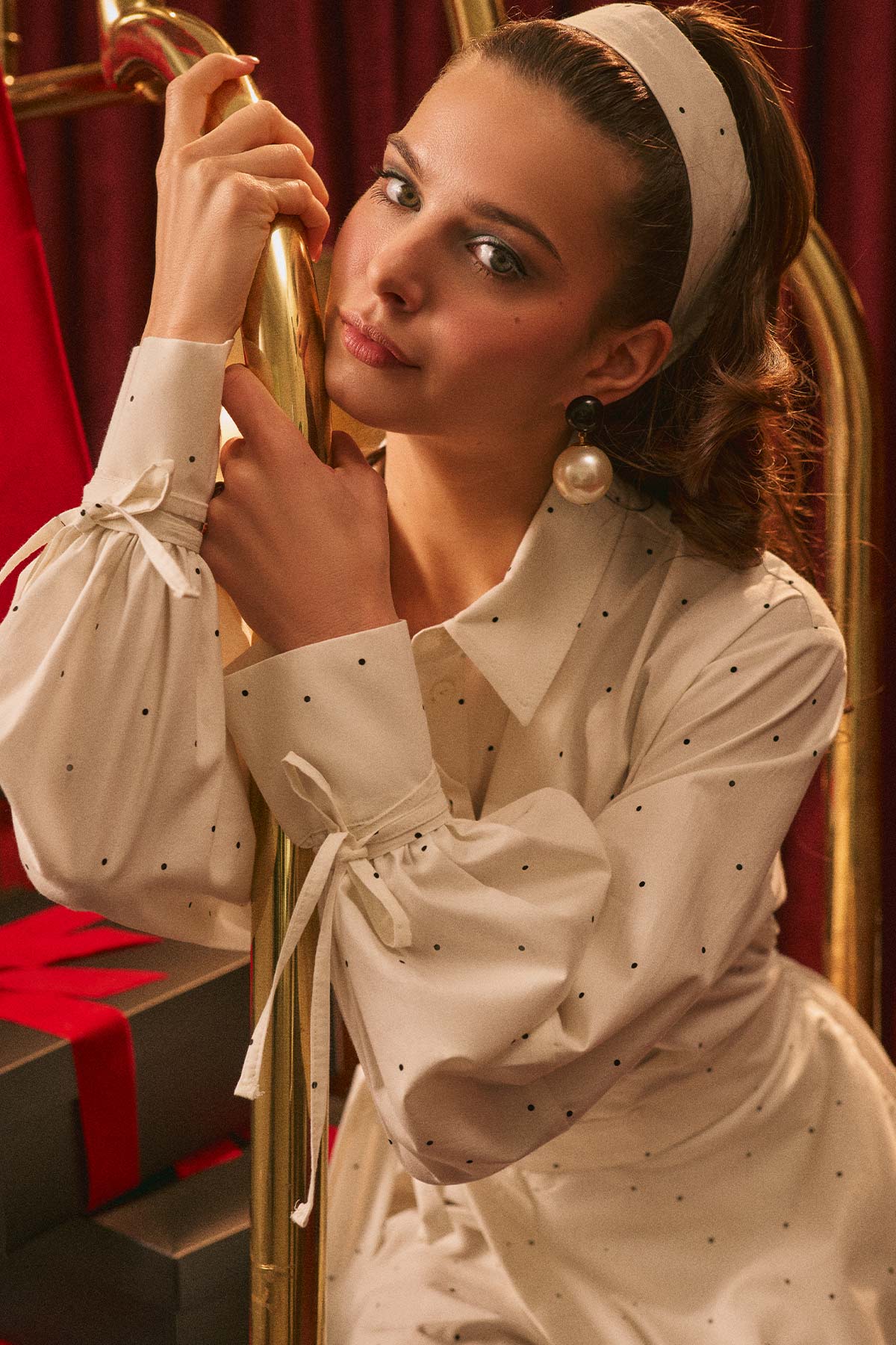 Enya Pleated Shirt Dress Polka Dot - Image 2