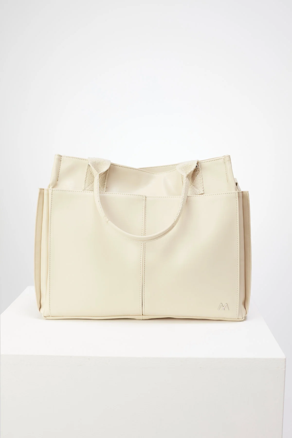 Everyday Faux Leather Bag Beige - Image 5