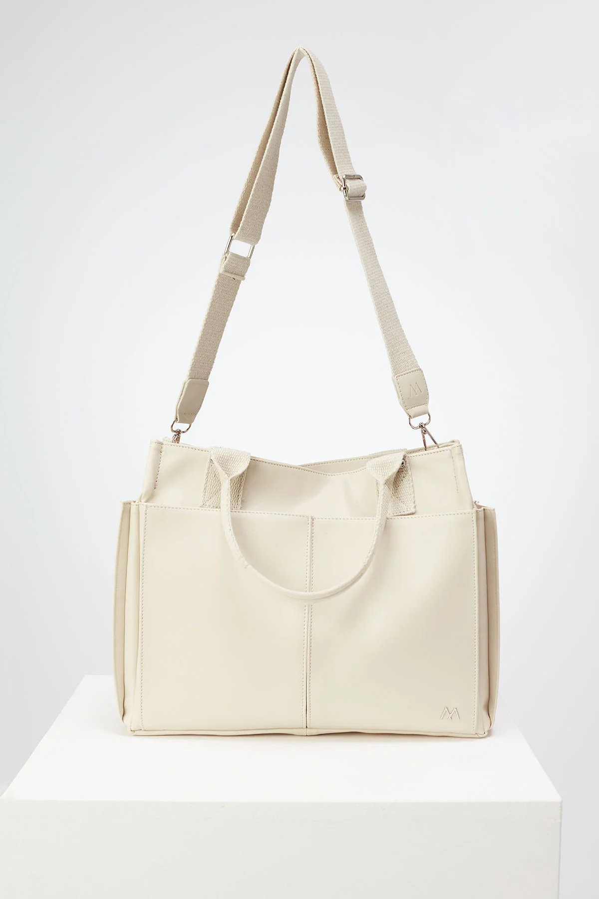 Everyday Faux Leather Bag Beige - Image 6