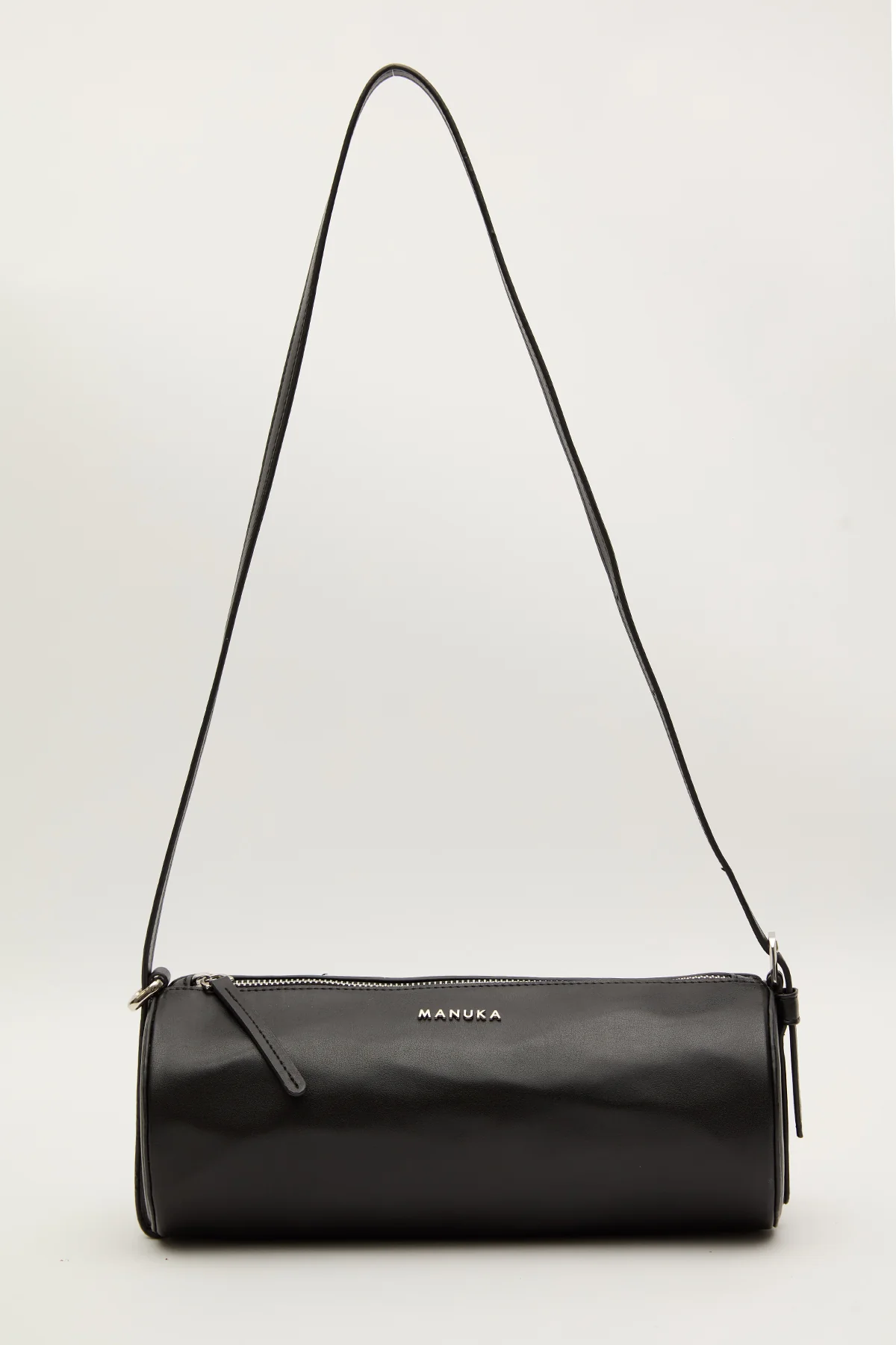 Faux Leather Cylinder Shoulder Bag Black - Image 4