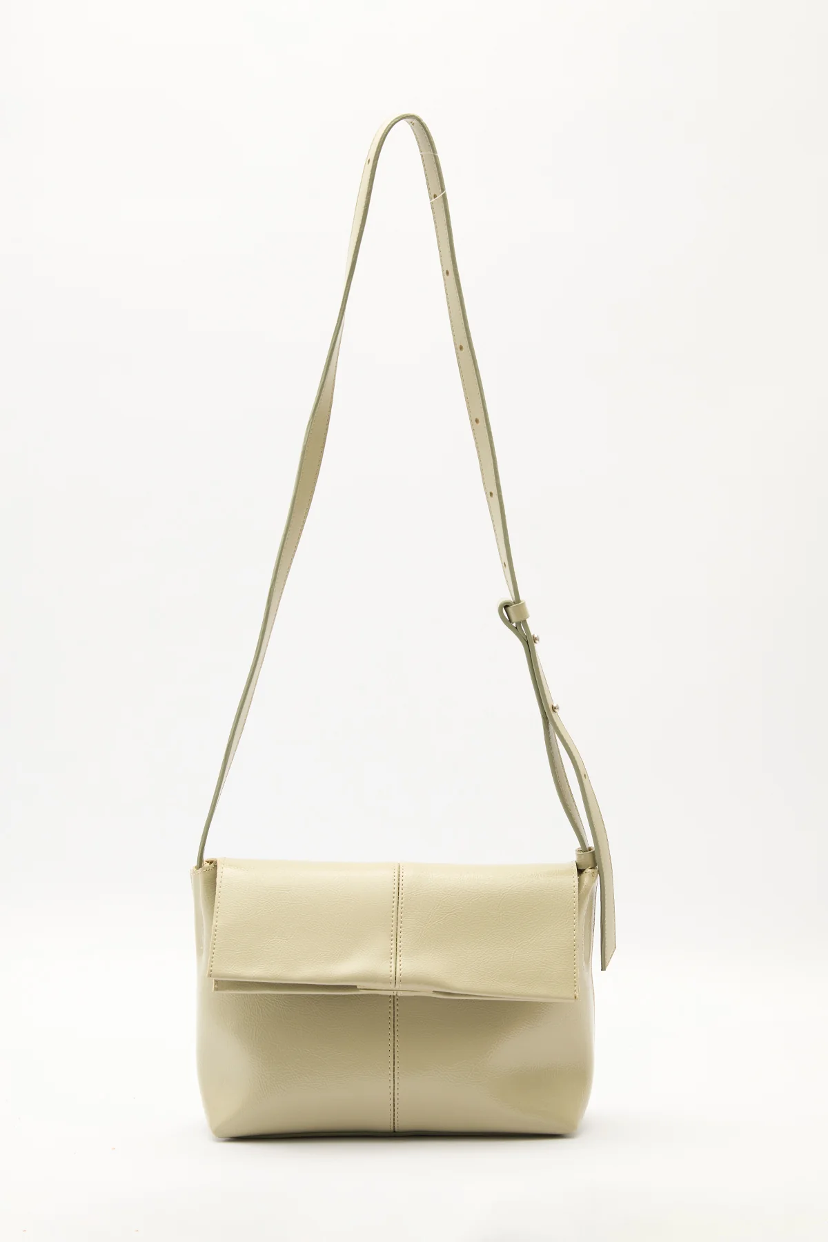 Faux Leather Flap Bag Green - Image 3