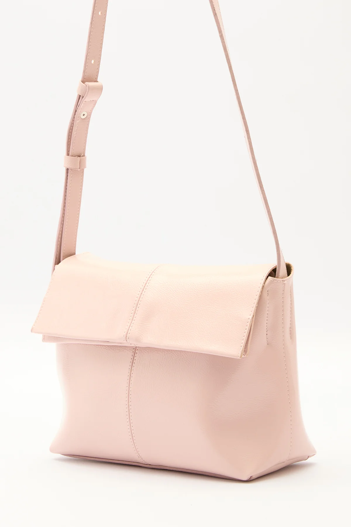 Faux Leather Flap Bag Pink - Image 5