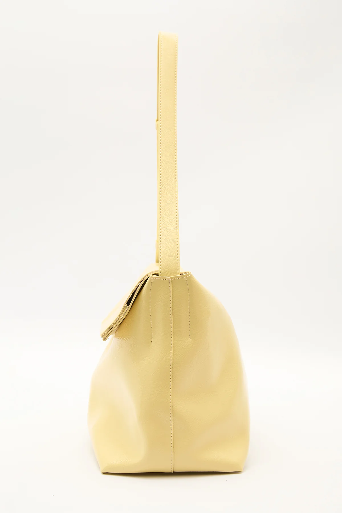 Faux Leather Flap Tote Bag Yellow - Image 7