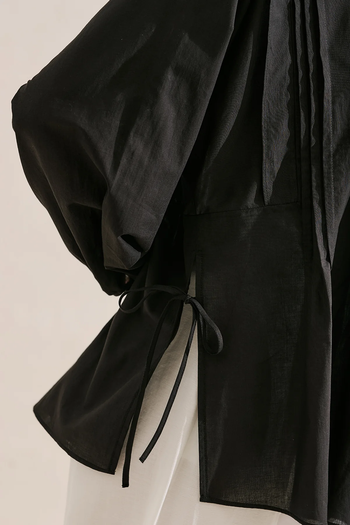 Flowing Tunic With Ruffle Detail Black - Image 5