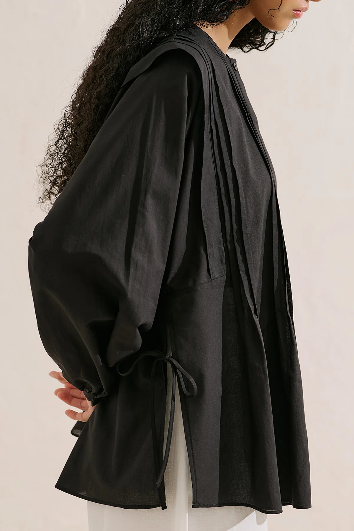 Flowing Tunic With Ruffle Detail Black - Image 6