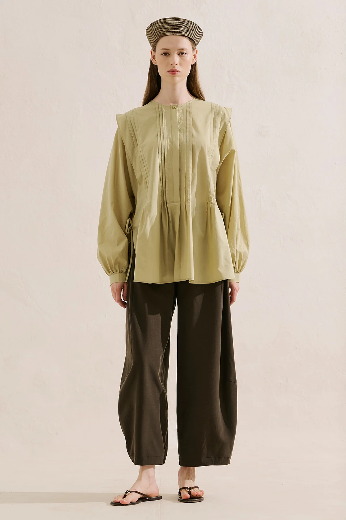 Flowing Tunic With Ruffle Detail Sand - Image 2