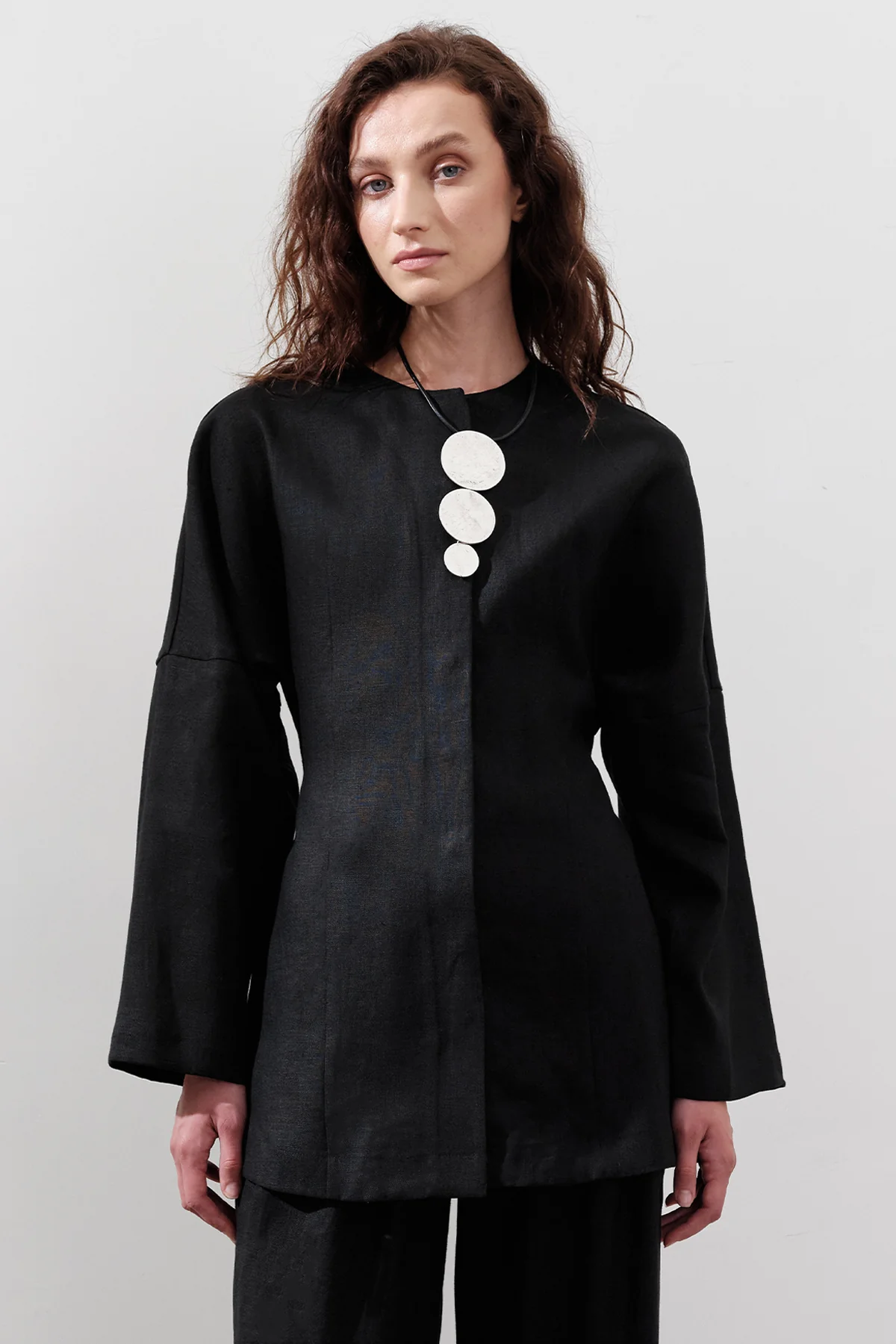 Fitted Linen Jacket Black