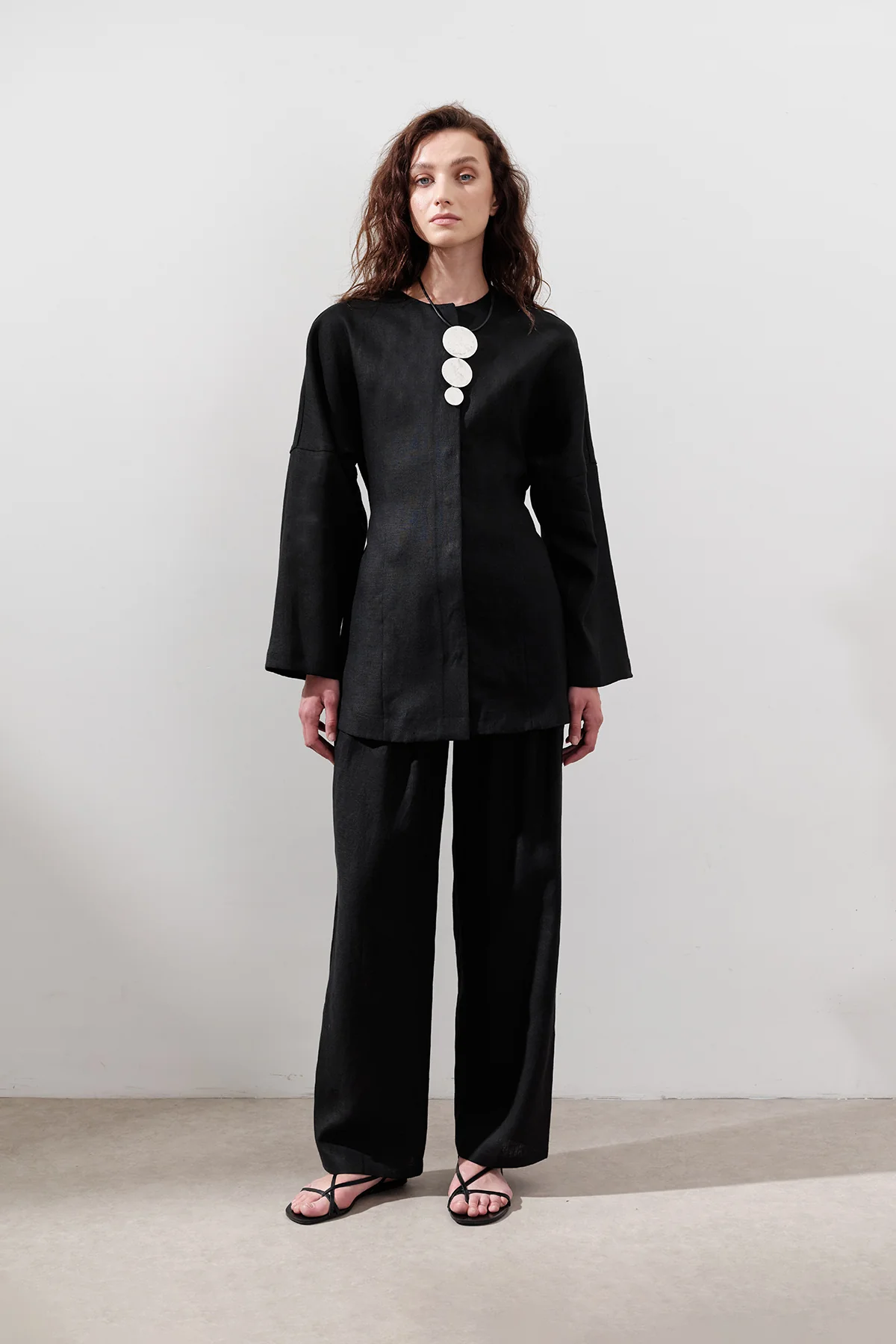 Fitted Linen Jacket Black - Image 2