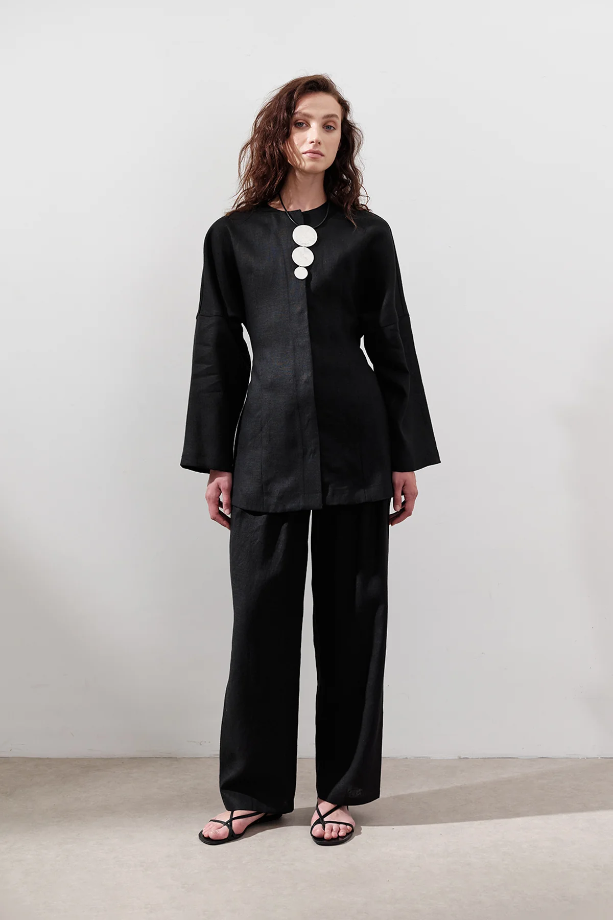 Fitted Linen Jacket Black - Image 3