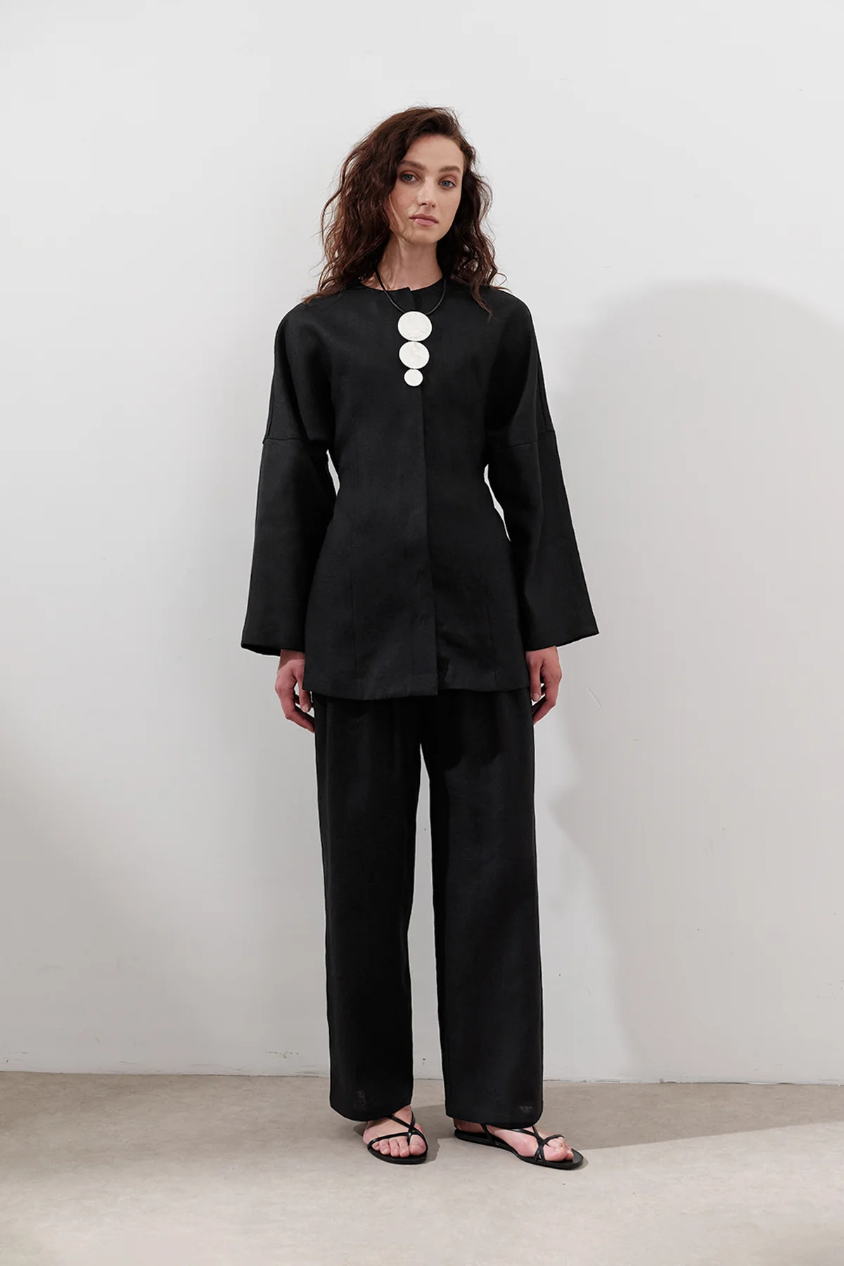 Fitted Linen Jacket Black - Image 4
