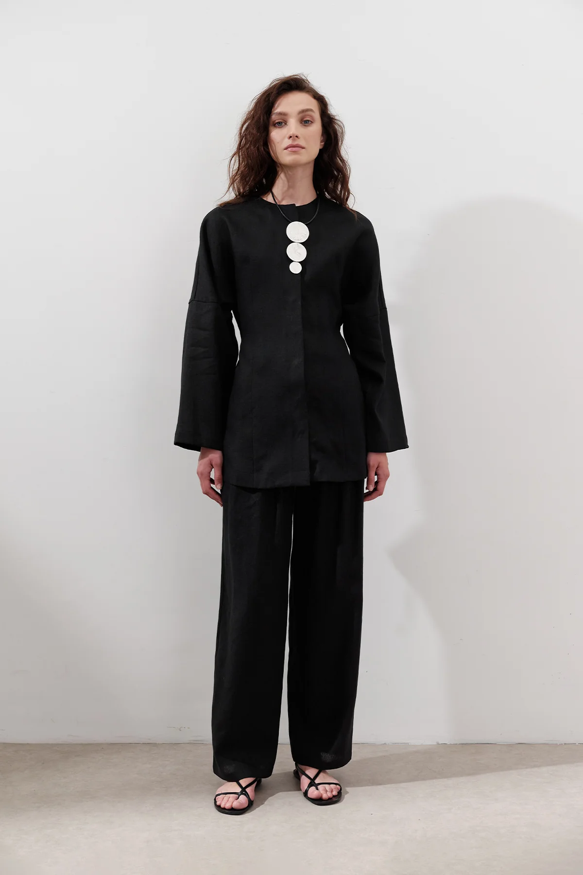 Fitted Linen Jacket Black - Image 5