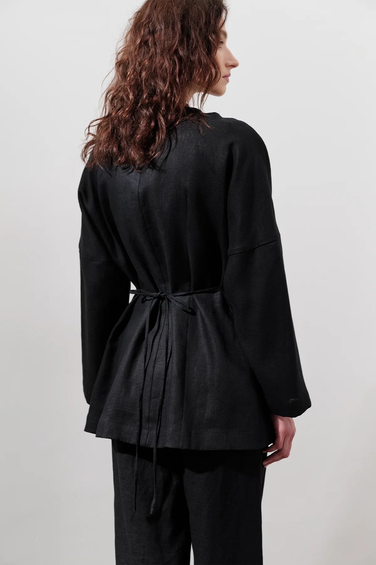 Fitted Linen Jacket Black - Image 6