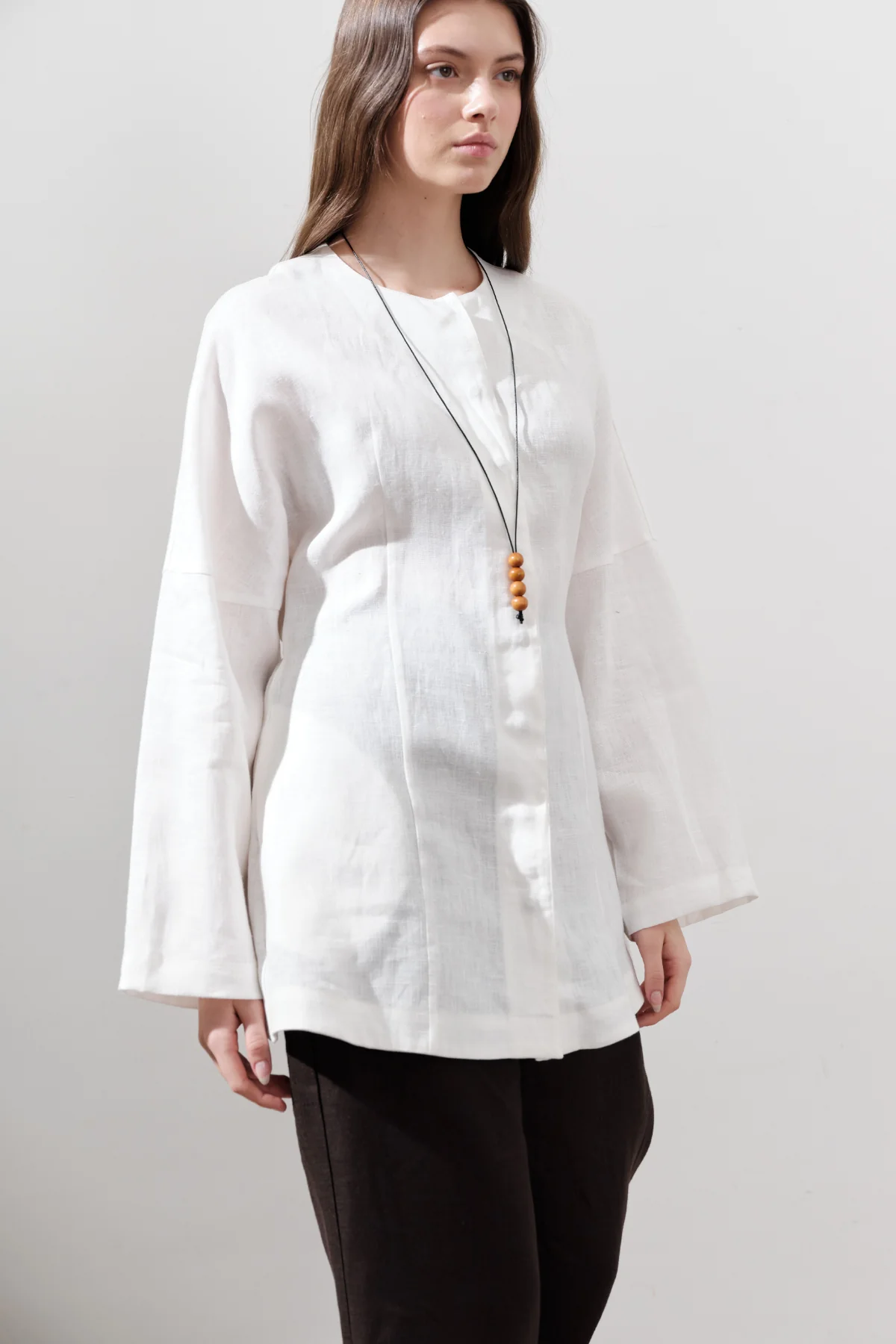 Fitted Linen Jacket Ecru