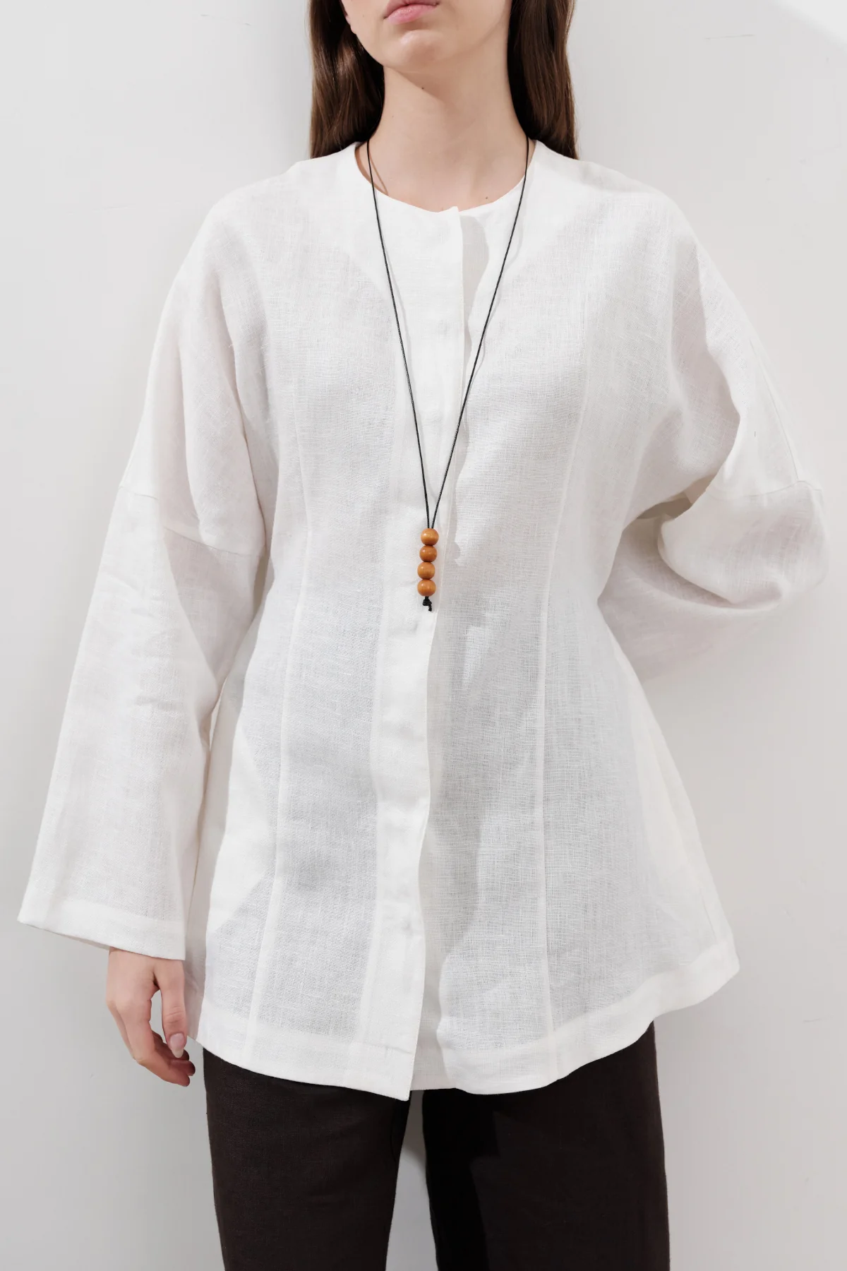 Fitted Linen Jacket Ecru - Image 2
