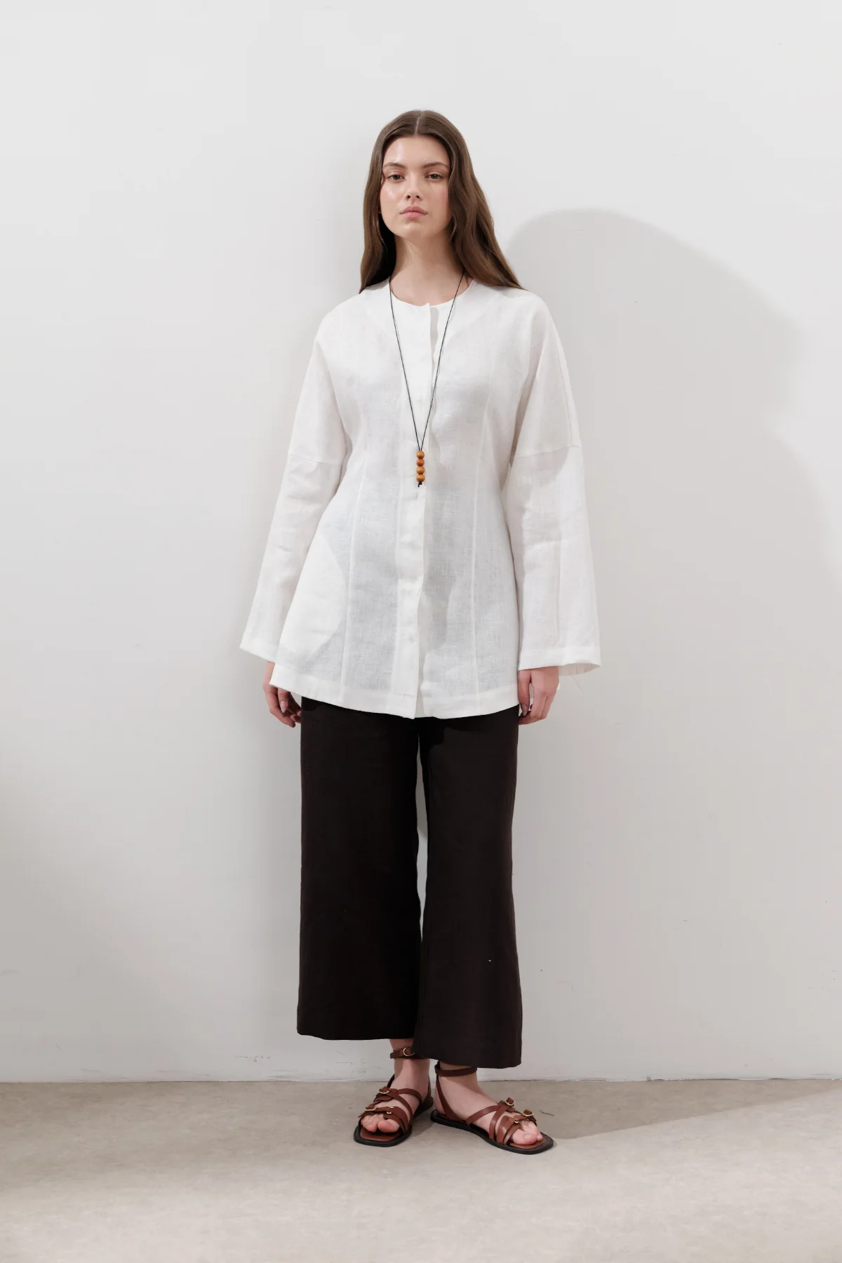 Fitted Linen Jacket Ecru - Image 3