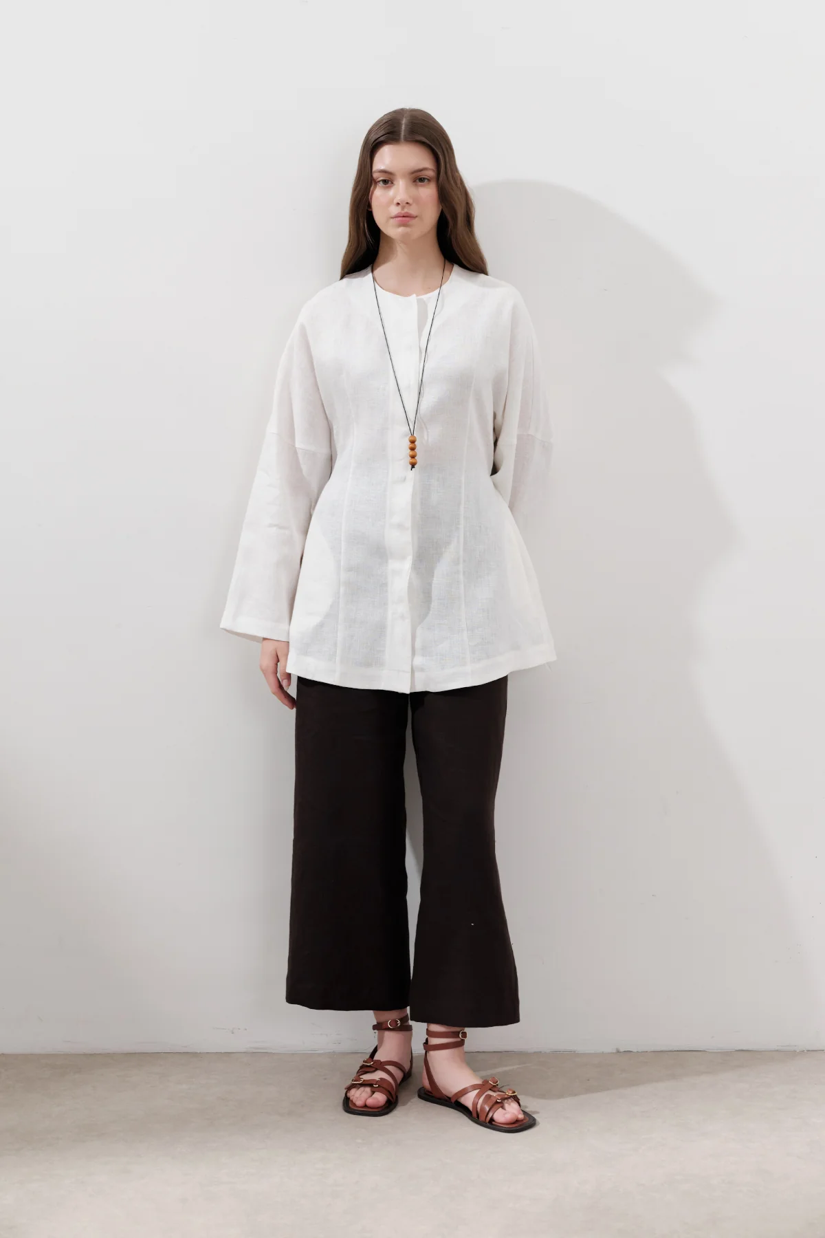 Fitted Linen Jacket Ecru - Image 5