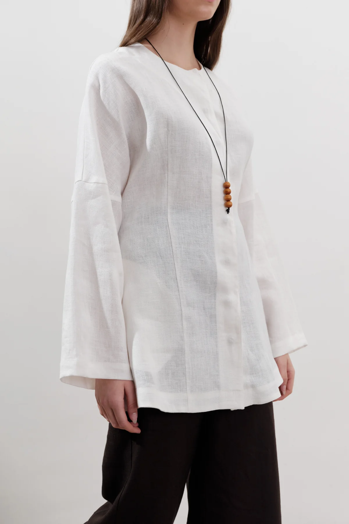 Fitted Linen Jacket Ecru - Image 6