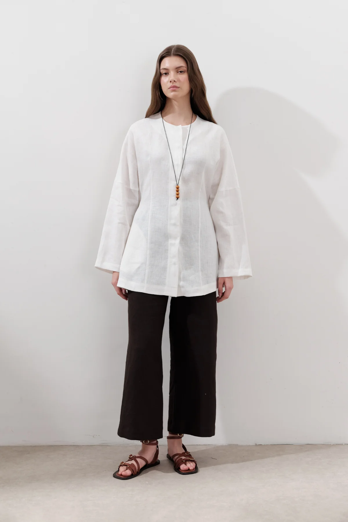 Fitted Linen Jacket Ecru - Image 7