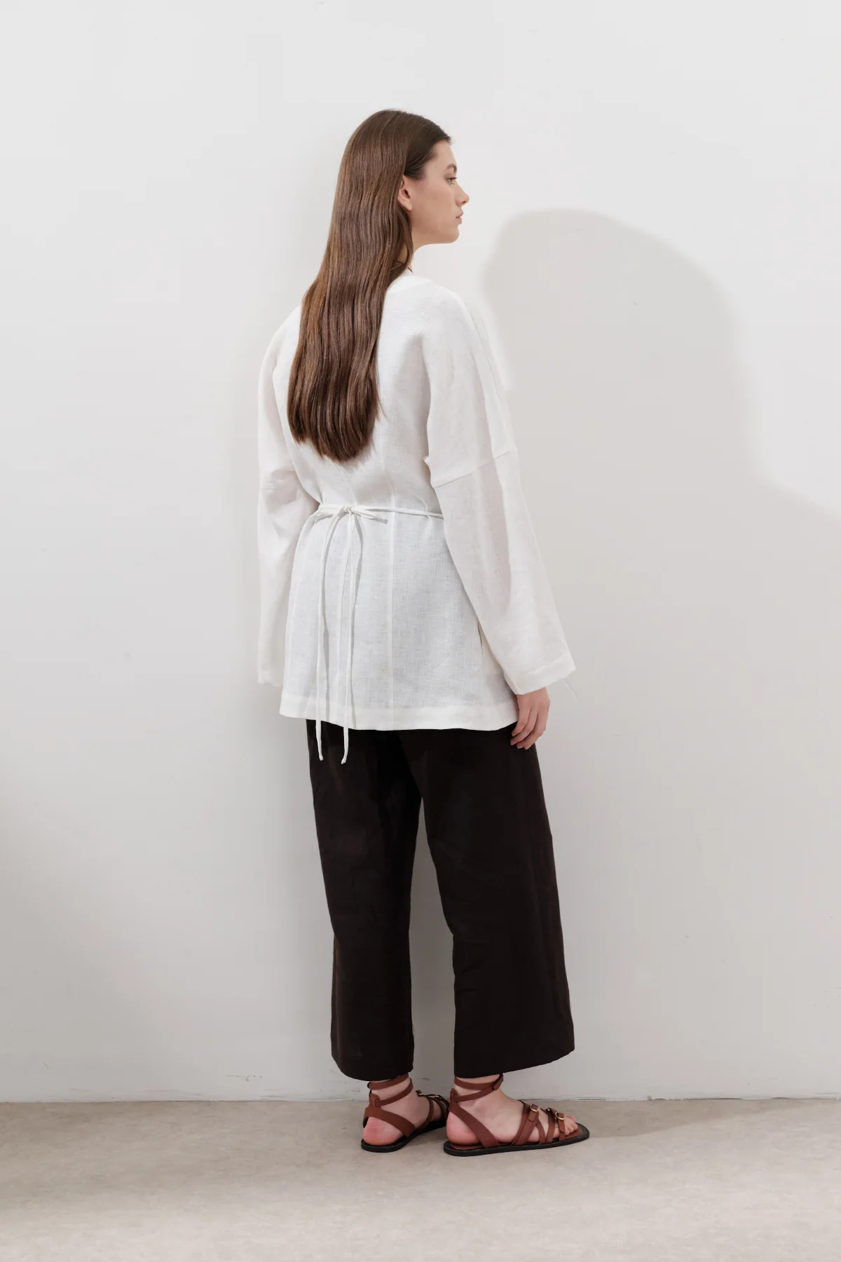 Fitted Linen Jacket Ecru - Image 8