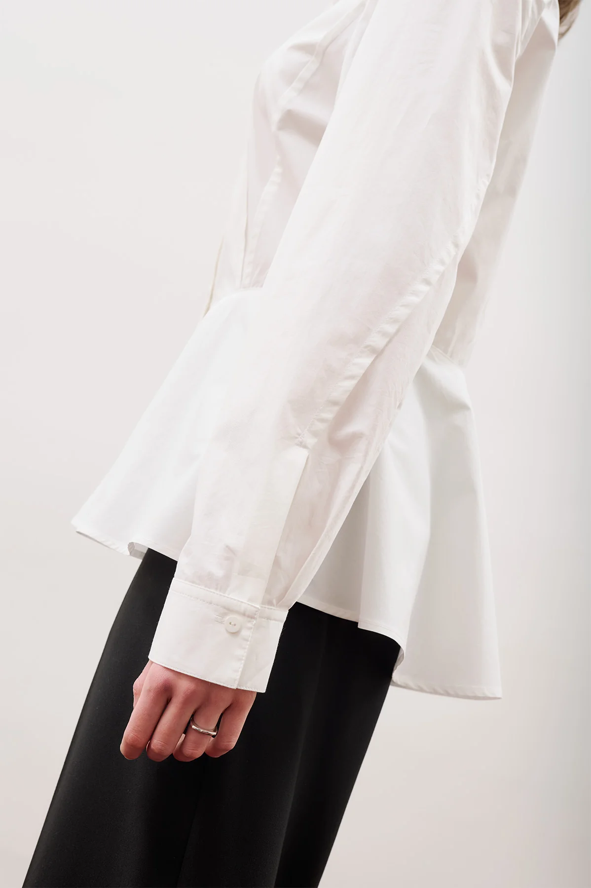 Fitted Peplum Shirt Ecru - Image 5