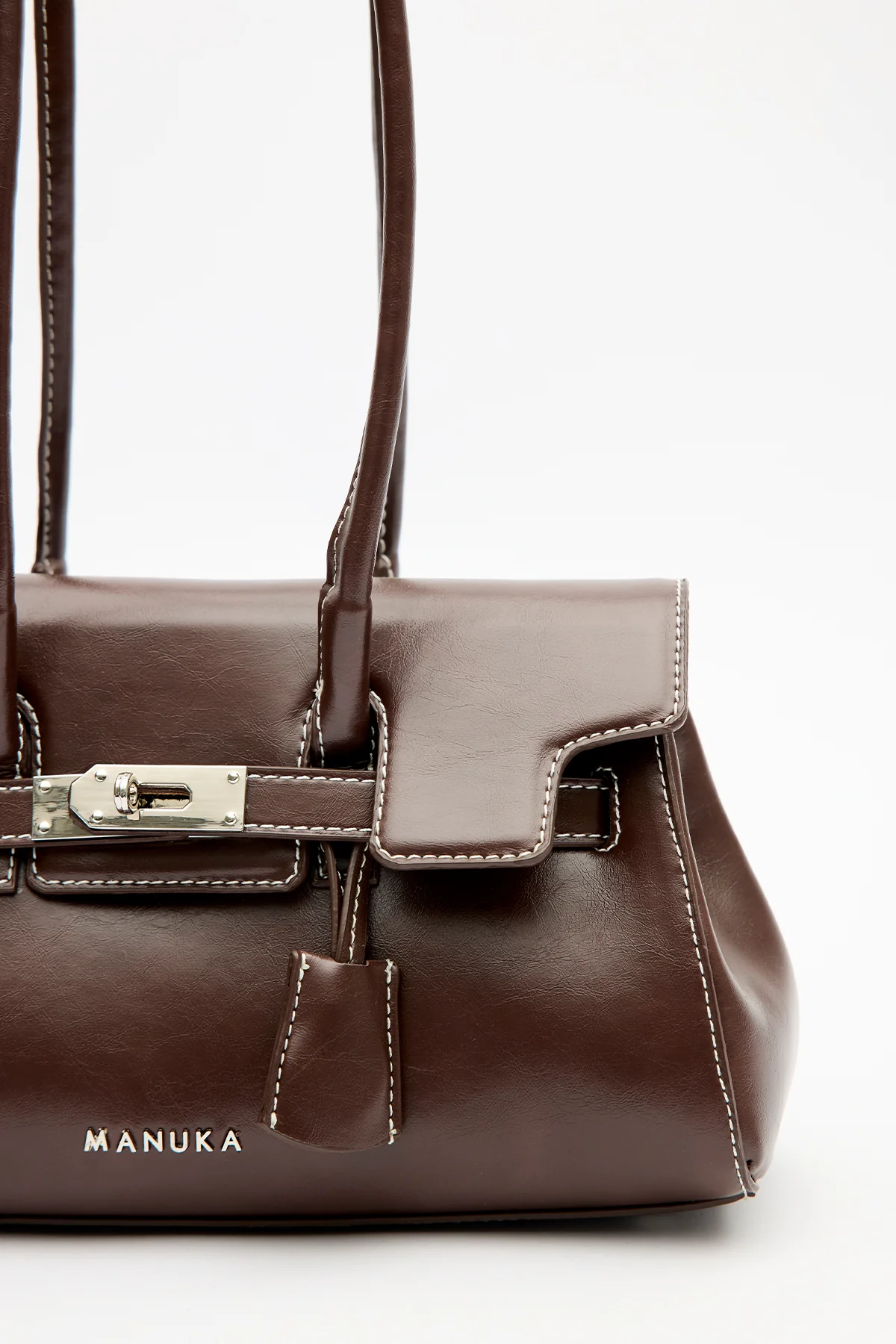 Flap Bag With Buckle Detail Brown - Image 3