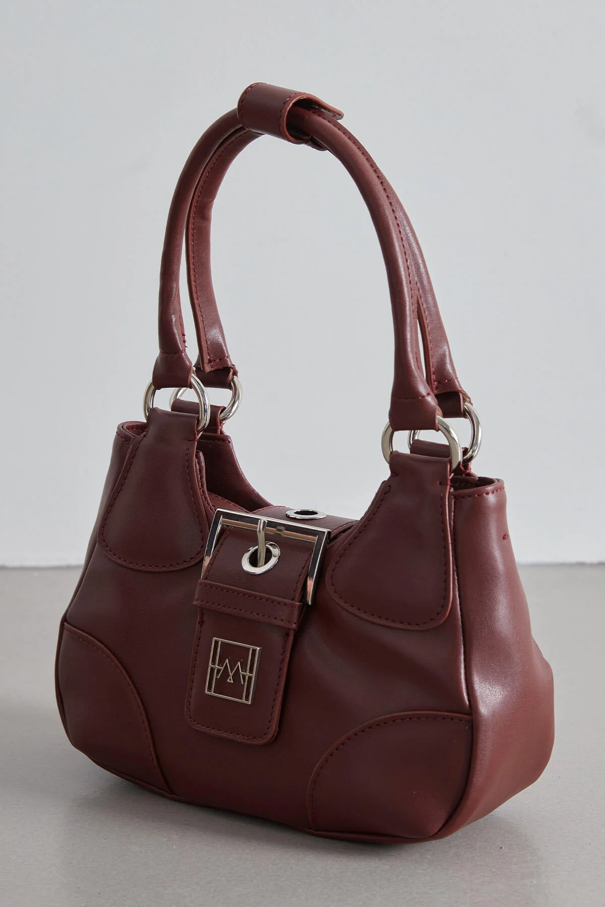 Flap Metal Head Mini Bag Burgundy - Image 3