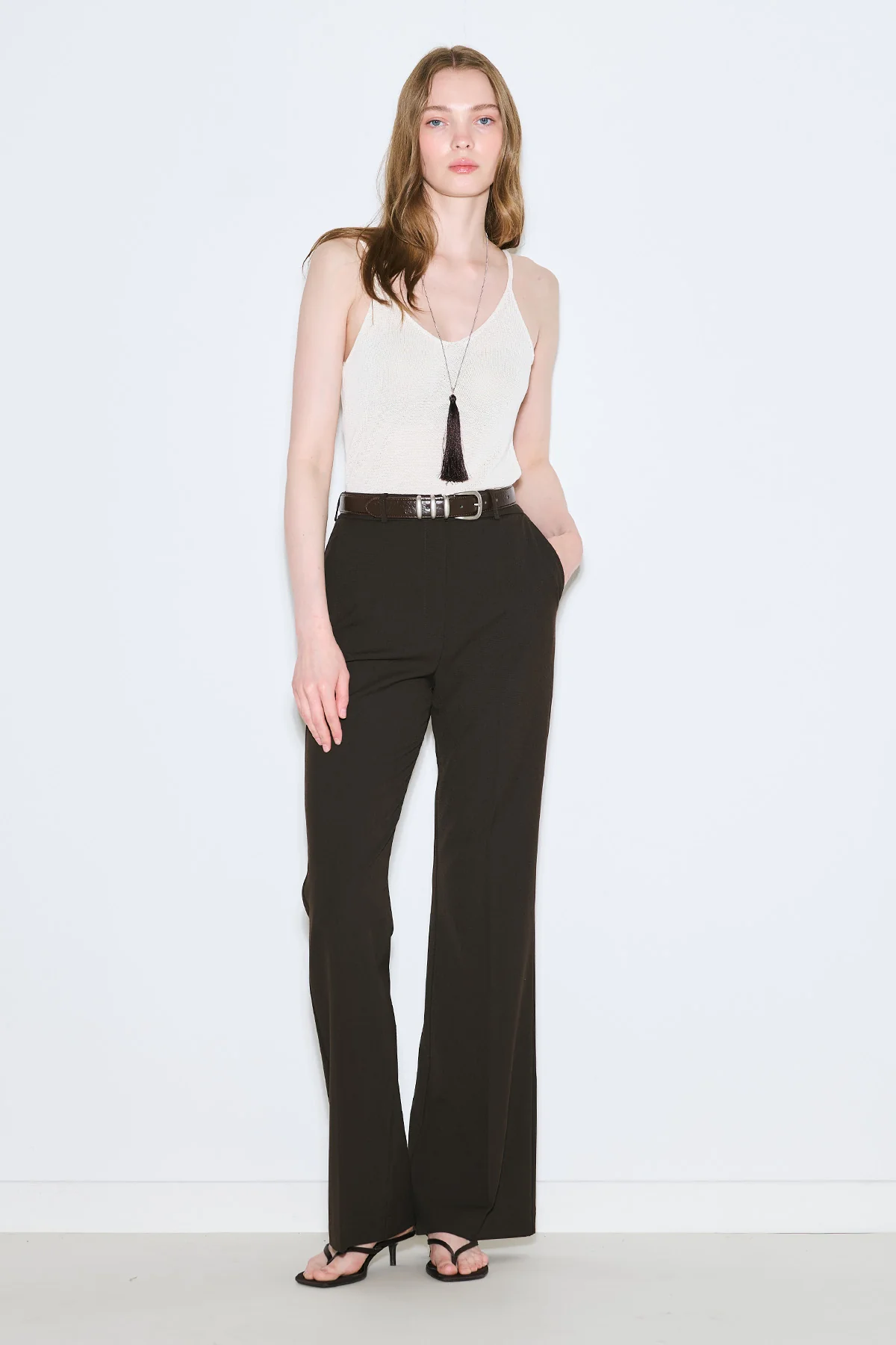 Flared Classic Pants Dark Brown - Image 5