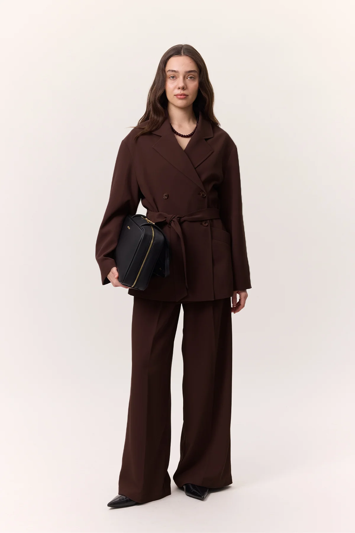Fluid Pleated Trousers Damson - Image 3