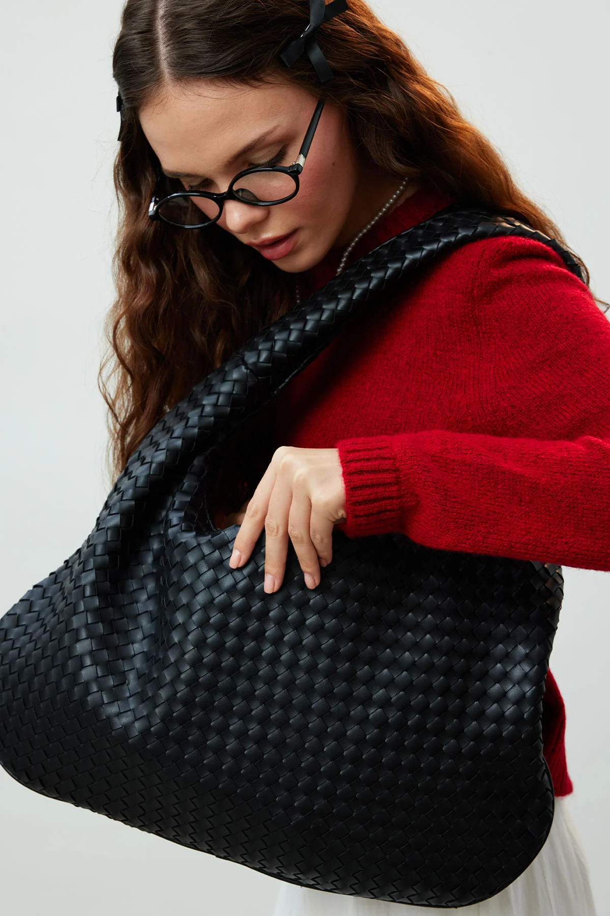 Frances Large Knit Bag Black - Image 4