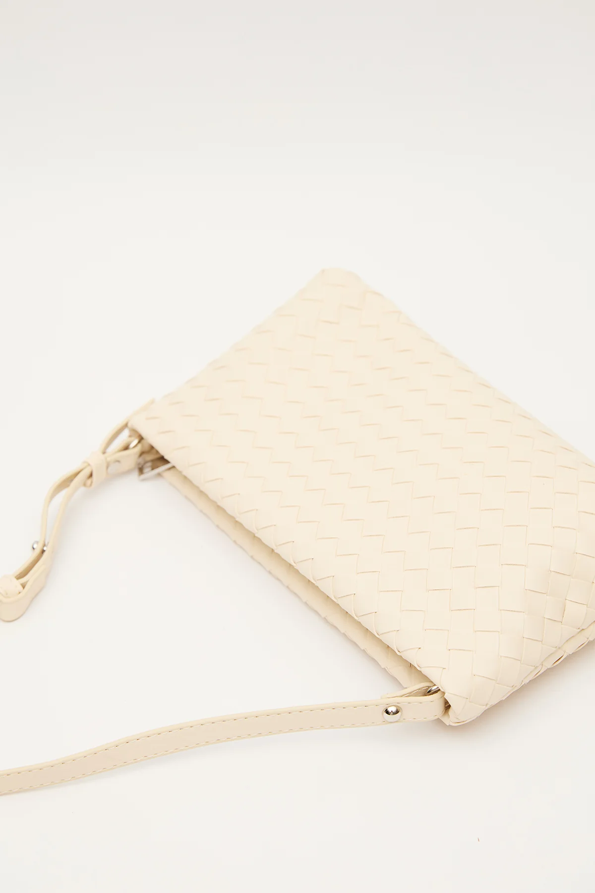 Frances Woven Baguette Bag Beige - Image 3