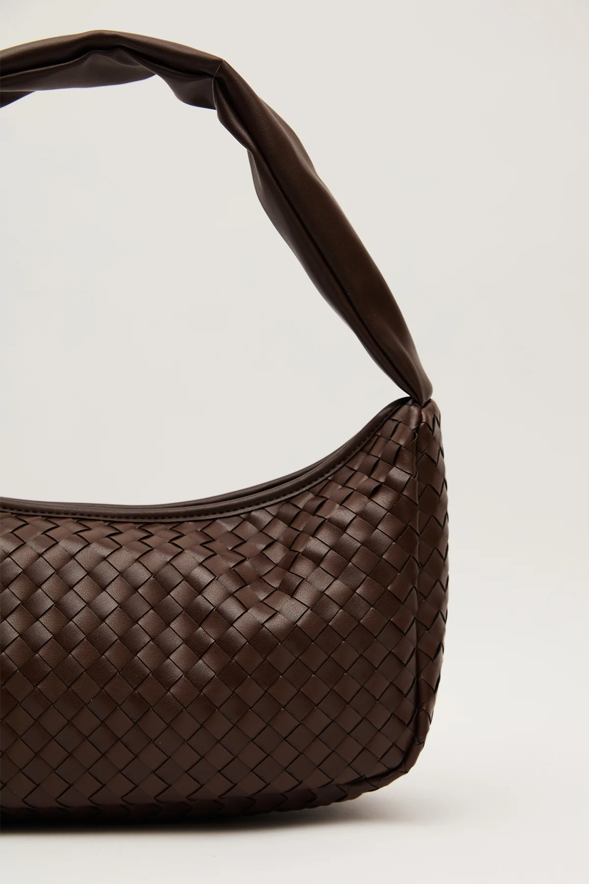 Frances Woven Oval Bag Dark Brown - Image 10
