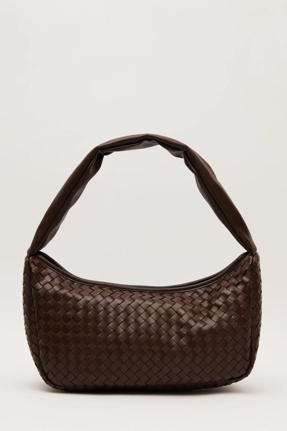 Frances Woven Oval Bag Dark Brown - Image 8