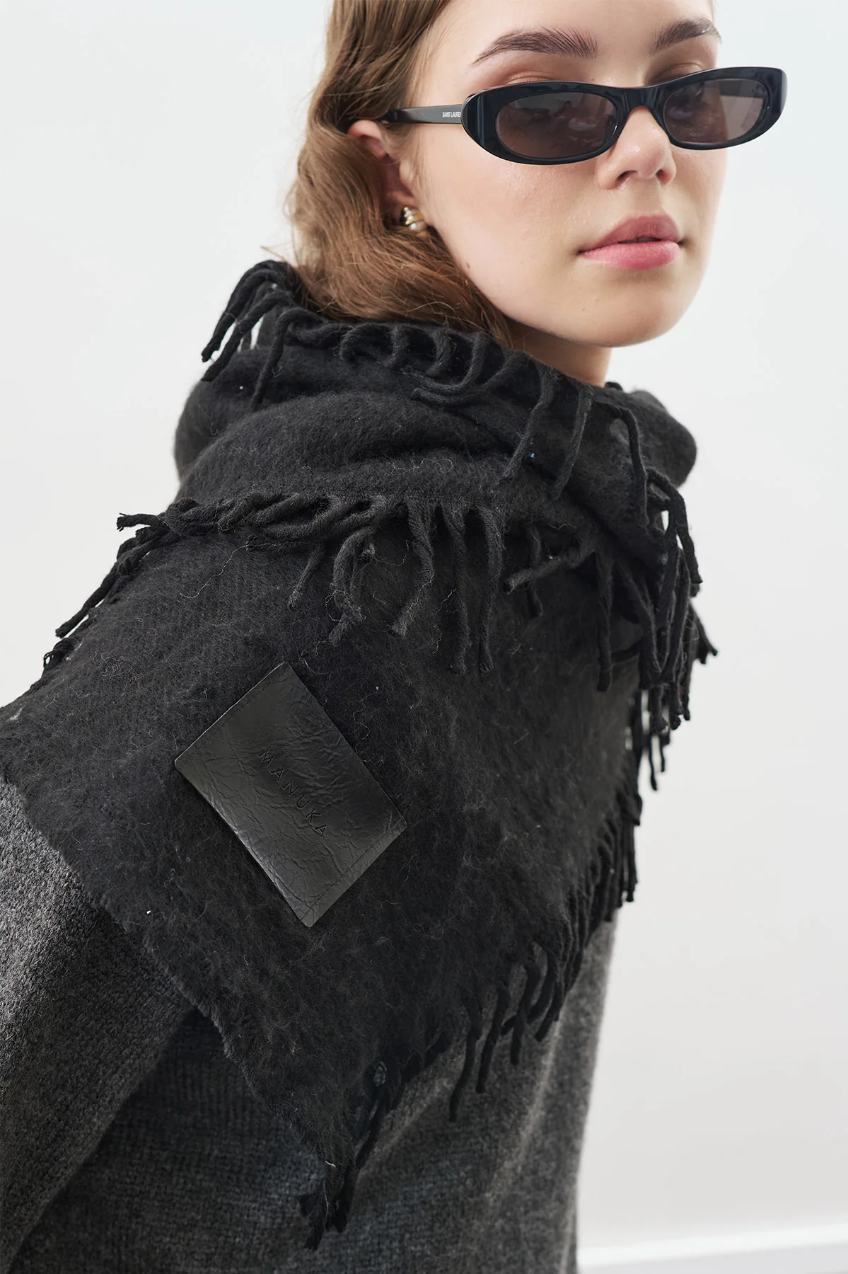 Fringed Scarf Black - Image 3