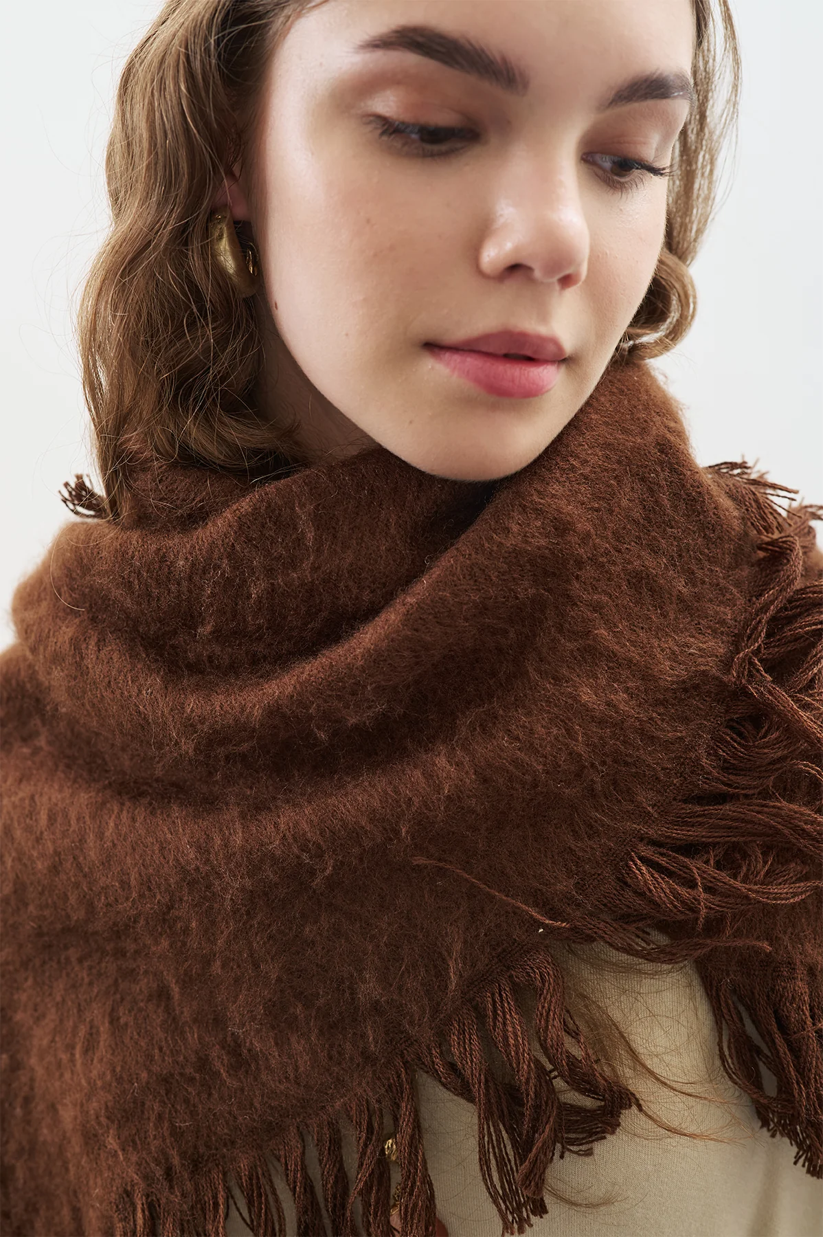 Fringed Scarf Brown - Image 2