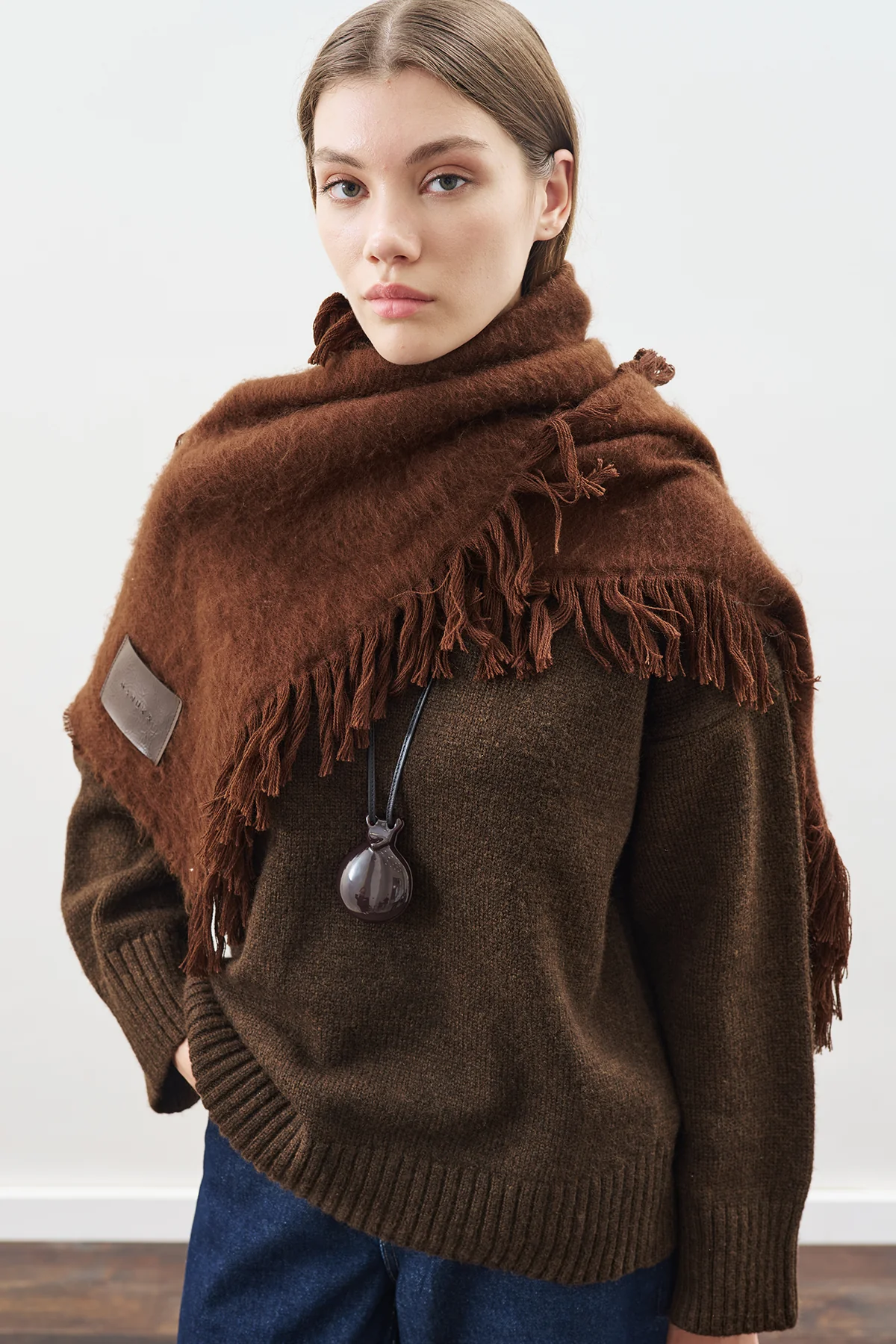 Fringed Scarf Brown - Image 3