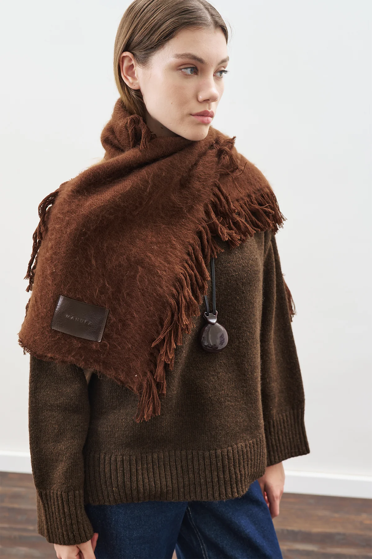 Fringed Scarf Brown - Image 4