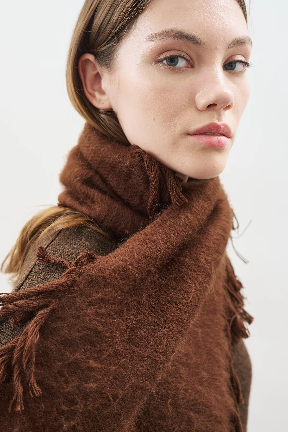 Fringed Scarf Brown - Image 5