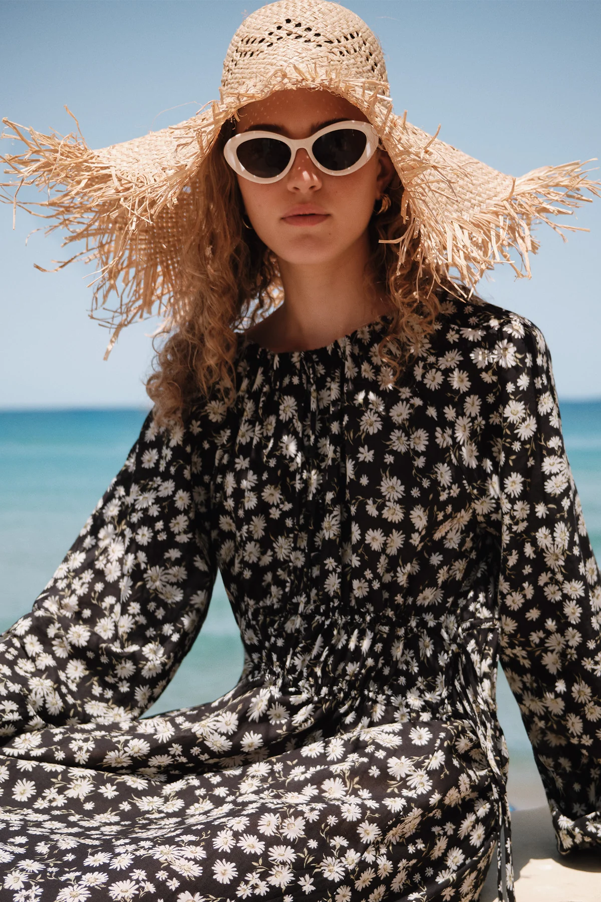Fringed Straw Hat Beige