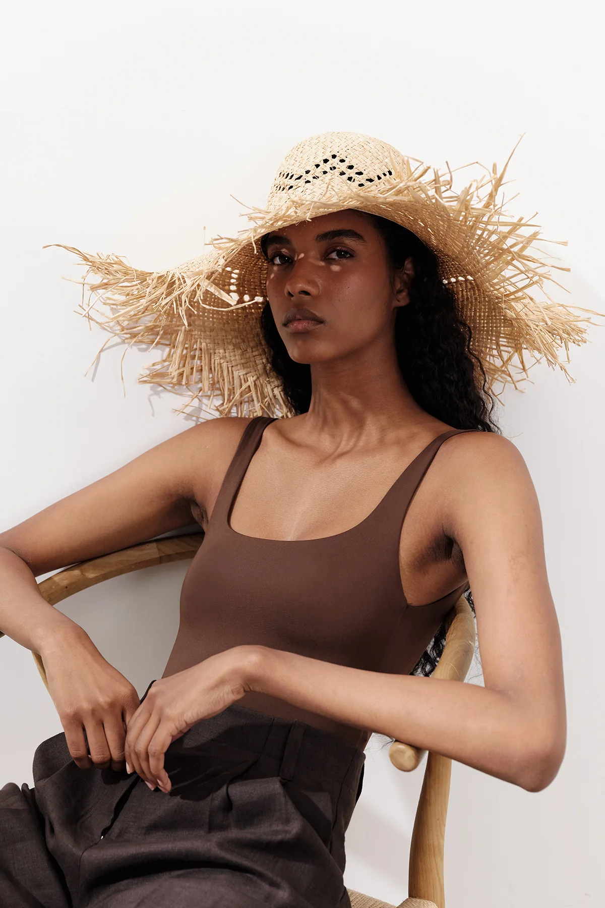 Fringed Straw Hat Beige - Image 2