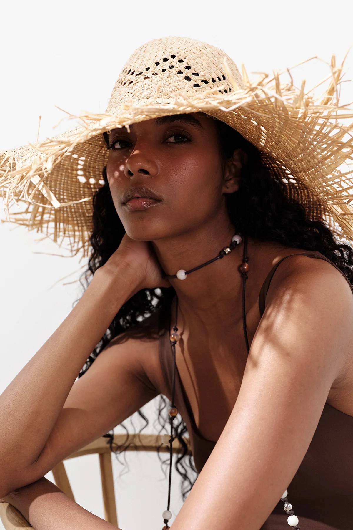 Fringed Straw Hat Beige - Image 3