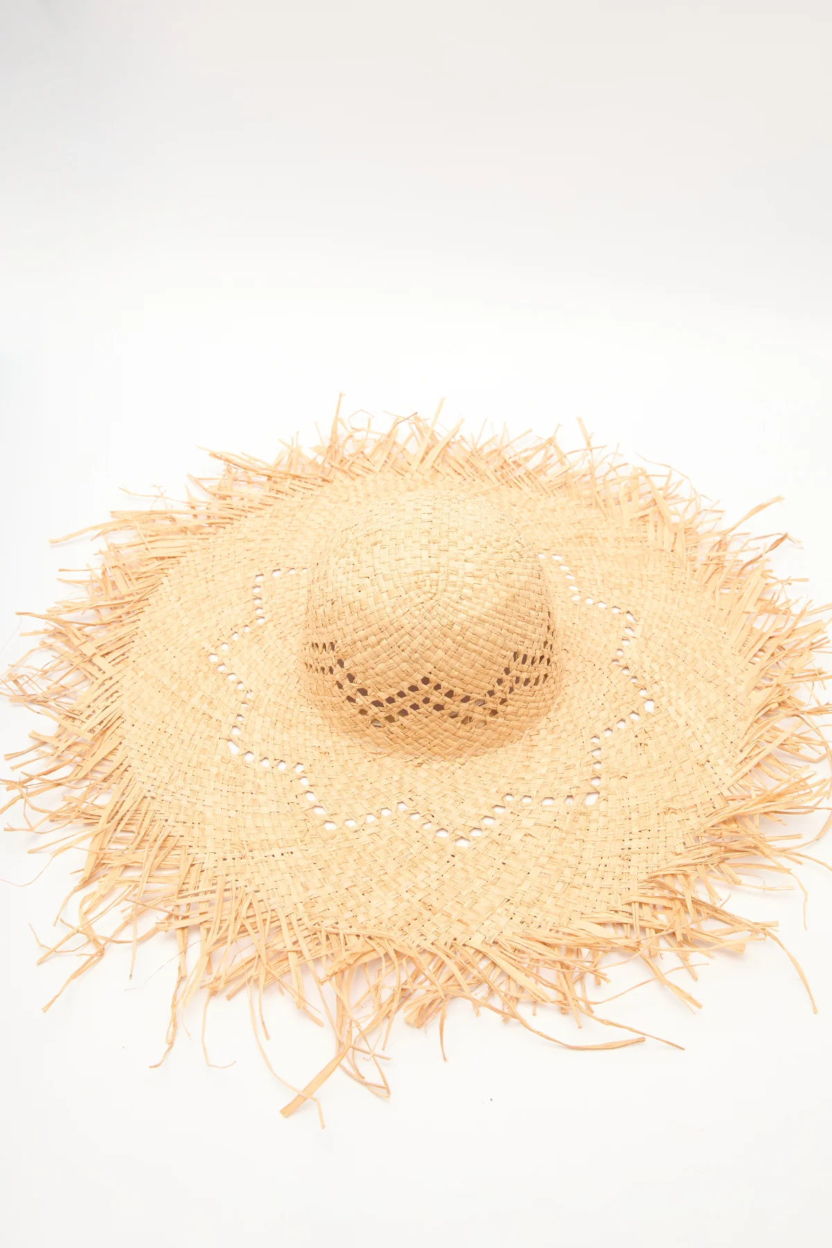 Fringed Straw Hat Beige - Image 4
