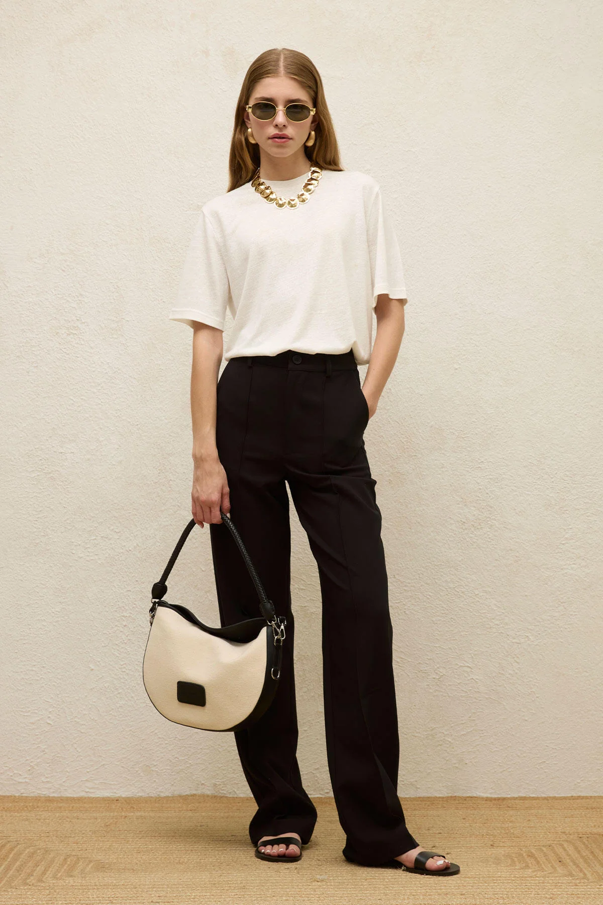 Front Seam Straight Pants Black - Image 5