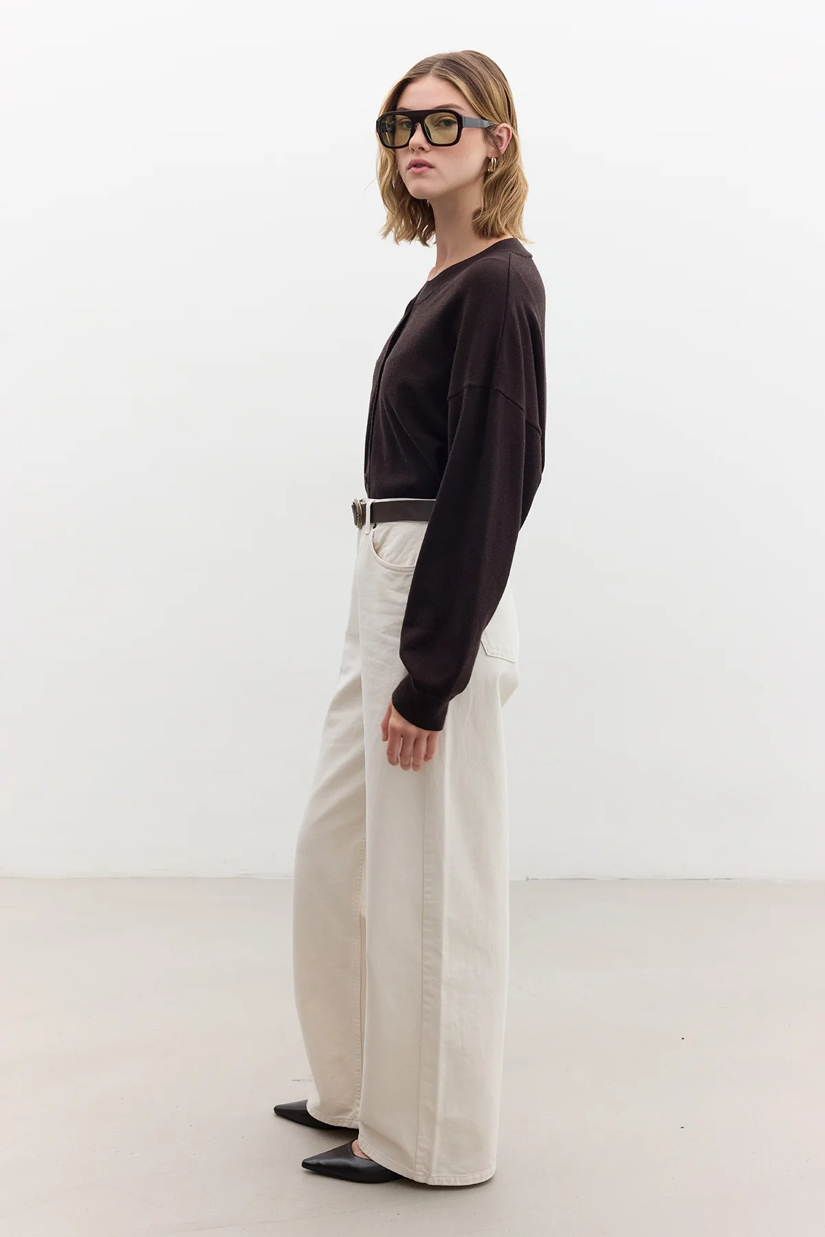 Gabardine Baggy Trousers Beige - Image 6