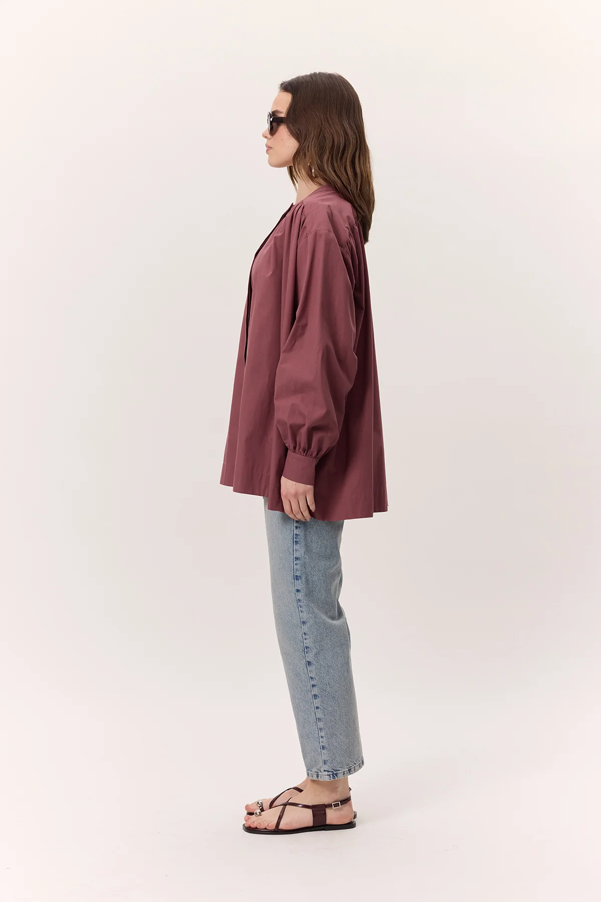 Gathered Oversized Shirt Dusty Rose - Image 5