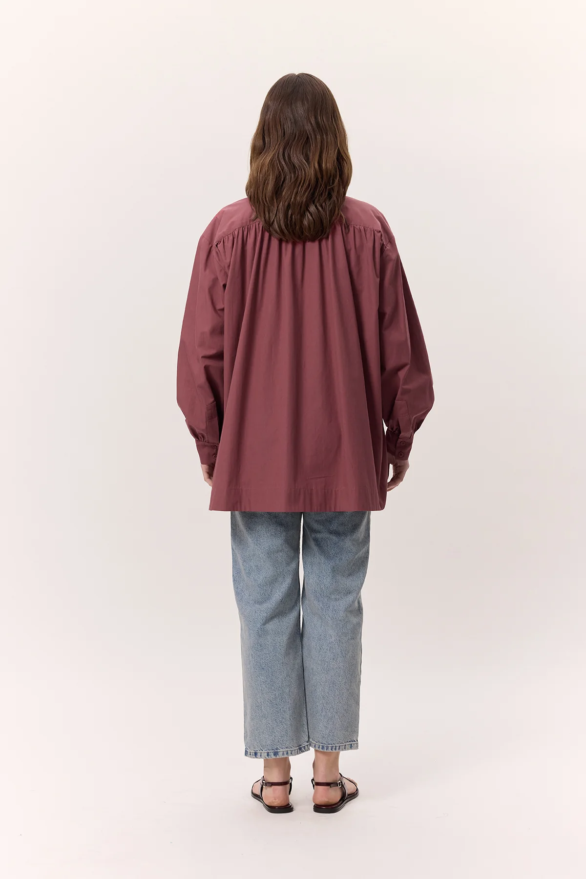 Gathered Oversized Shirt Dusty Rose - Image 6