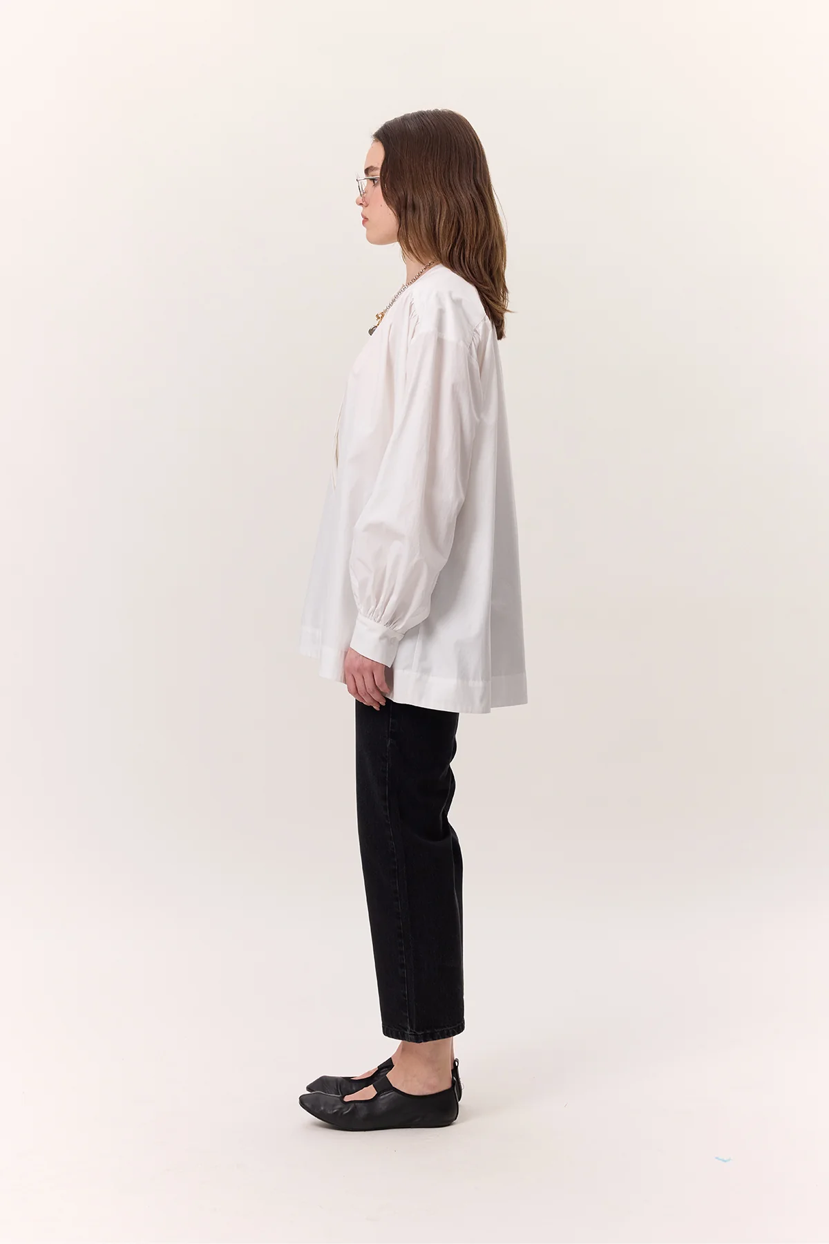 Gathered Oversized Shirt Ecru - Image 5