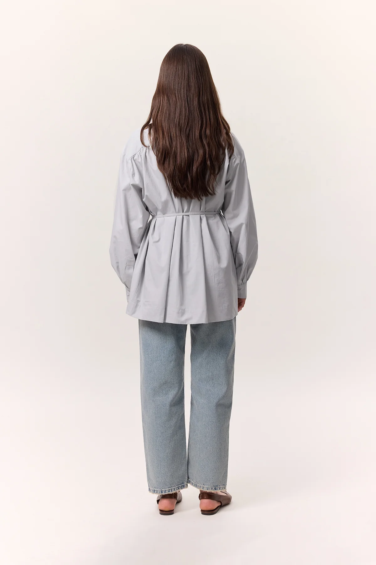 Gathered Oversized Shirt Ice Blue - Image 8